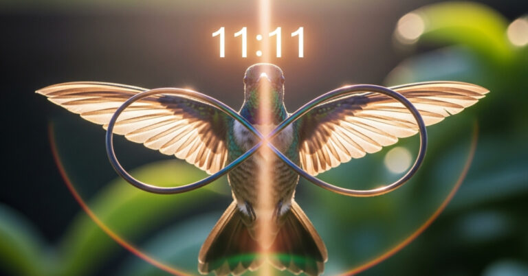 Hummingbird, infinity symbolo. Ai image.