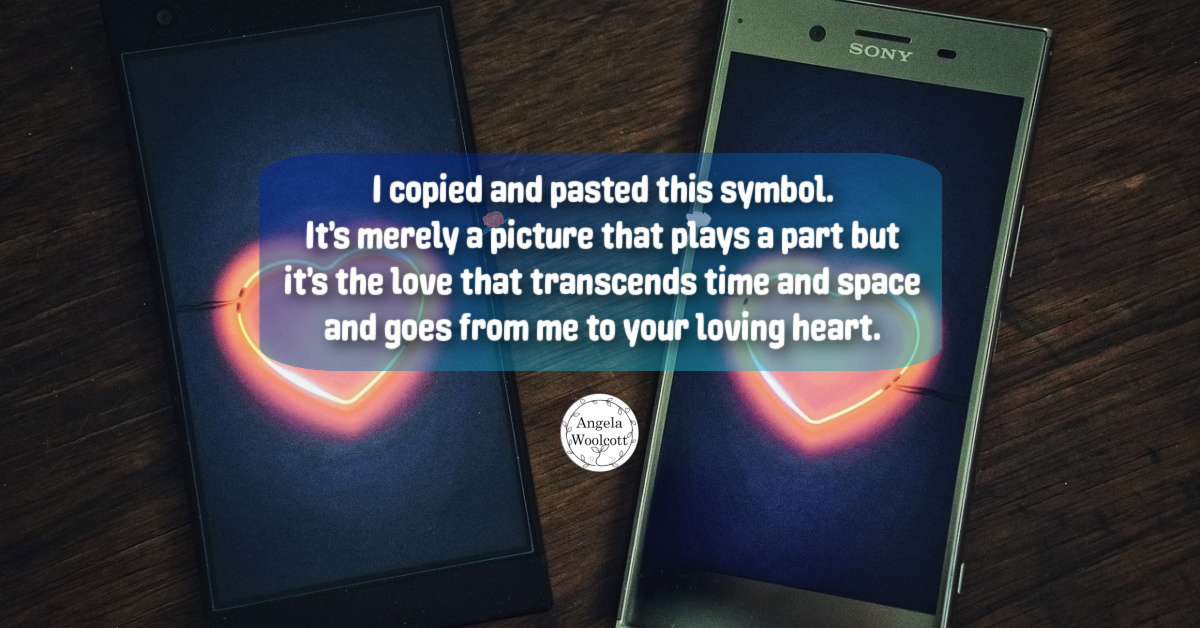 Two mobile phones with hearts on them with a positive quote overlaid.