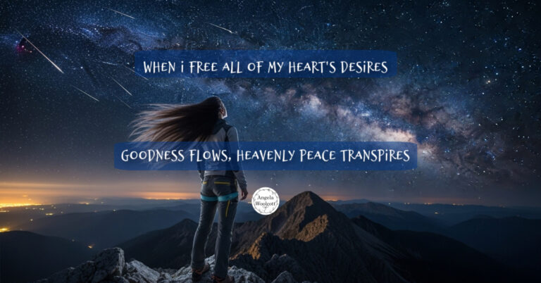 woman looking up at the night sky, stars, positive quote. AI image.